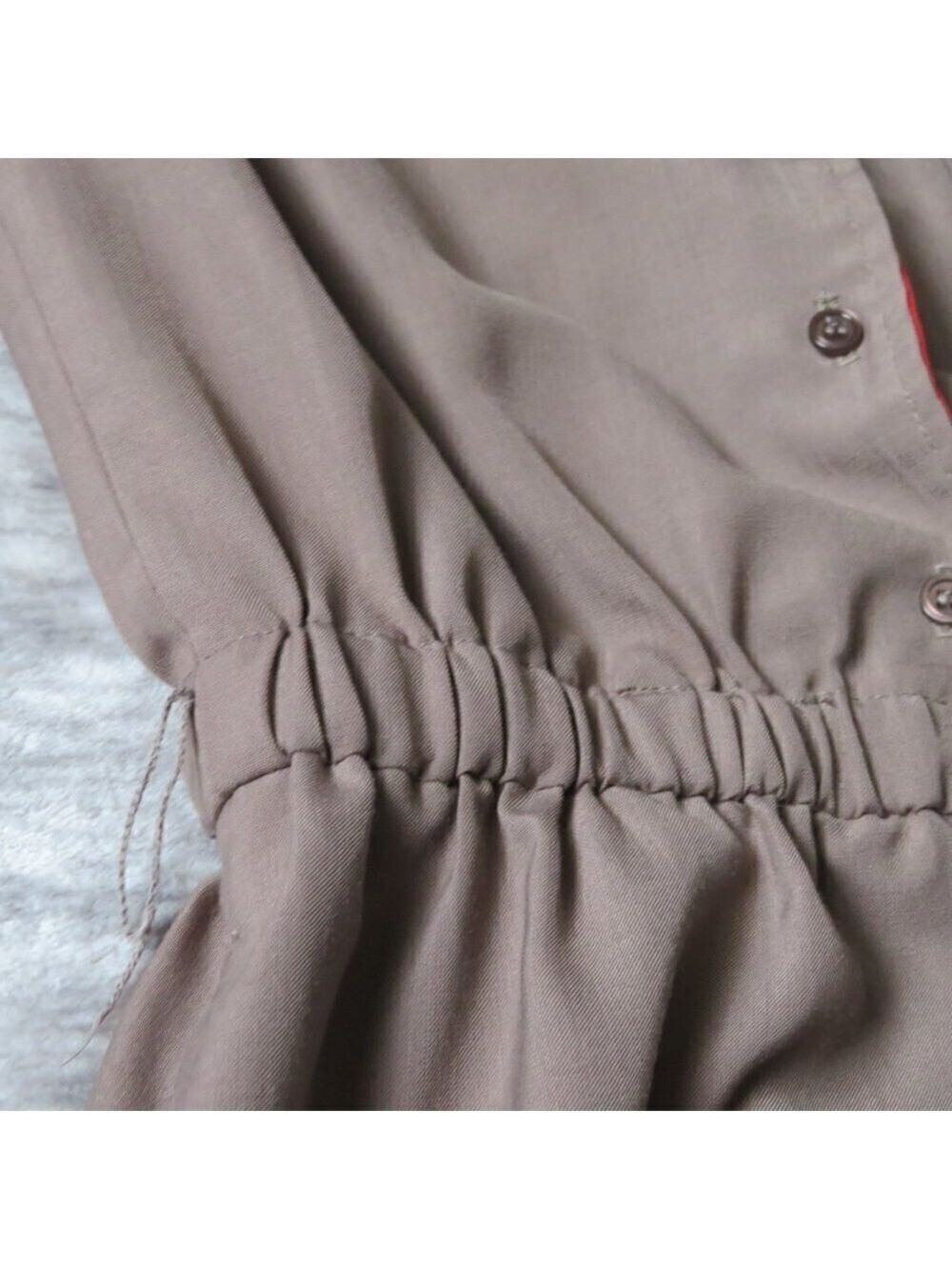 Vintage Button Down Shirt Dress Girl Scout Brownie Uniform Style Stretch Waist - Picture 9 of 16